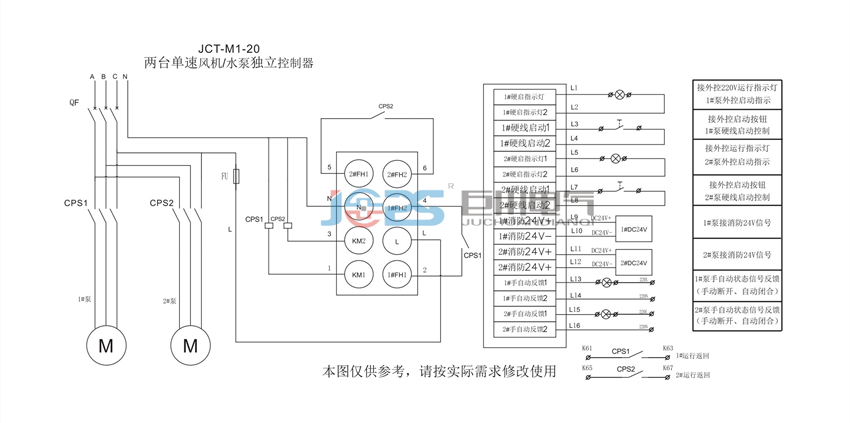 JCT-M1-20 兩臺(tái)單速風(fēng)機(jī) 水泵控制器